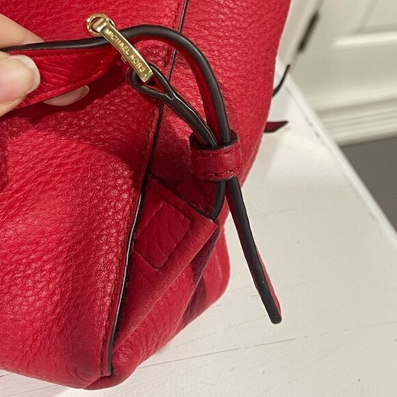 Authentic Michael Kors Rhea Medium Backpack Purse Red - Picture 7 of 11